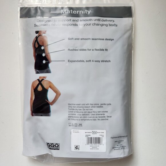 Time And Tru Maternity Black Tank Top Size M Seamless Support Soft & Comfortable - Picture 4 of 7
